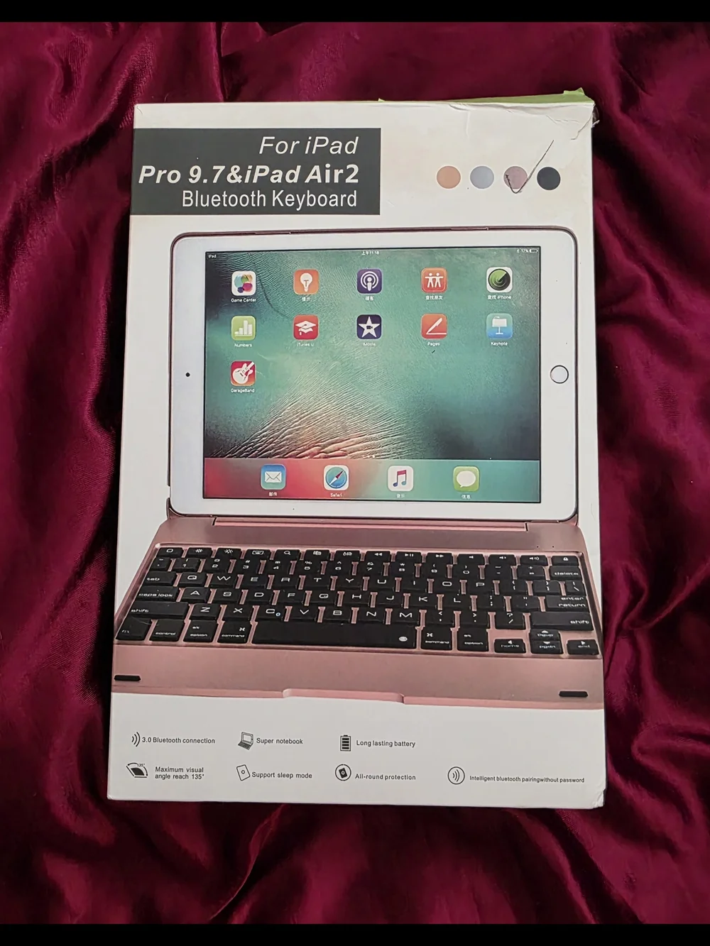 NEW- Bluetooth Keyboard  for iPad Pro 9.7 & iPad Air 2 - Rose Gold